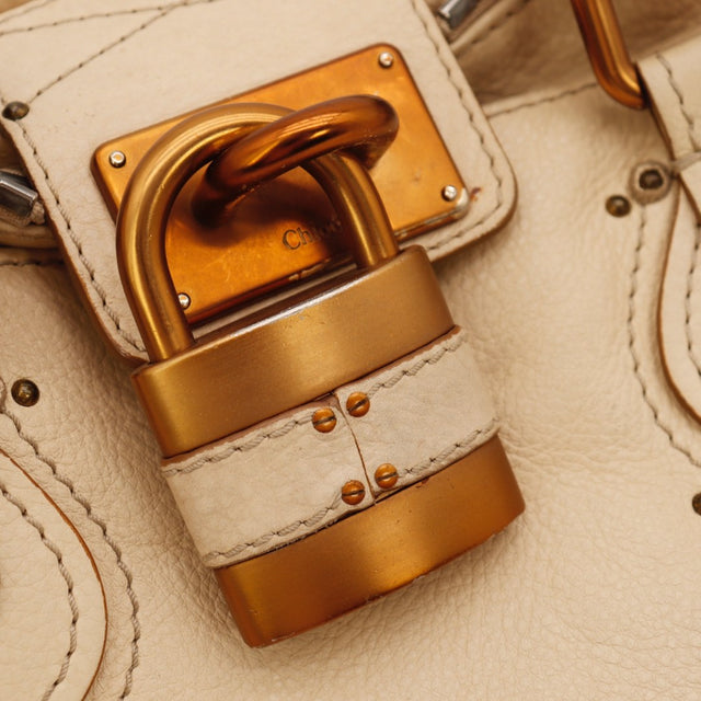 Vue du fond Chloé Paddington cuir de veau grainé beige occasion authentique — AMANA Vintage
