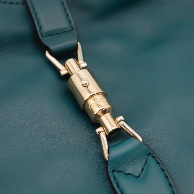 Vue du fond Gucci New Jackie cuir lisse bleu canard occasion authentique — AMANA Vintage