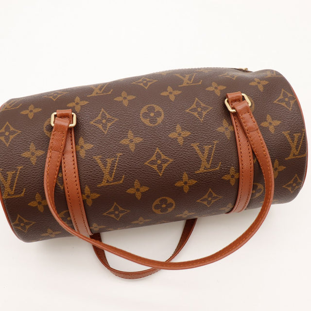 Détail anses cuir cognac Louis Vuitton Papillon 30 occasion authentique — AMANA Vintage