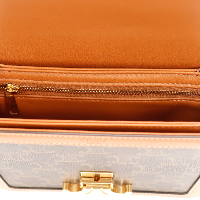 Intérieur cuir camel Céline Triomphe poche zippée occasion authentique — AMANA Vintage