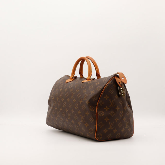 Vue de dessous Louis Vuitton Speedy 35 toile Monogram fond — AMANA Vintage
