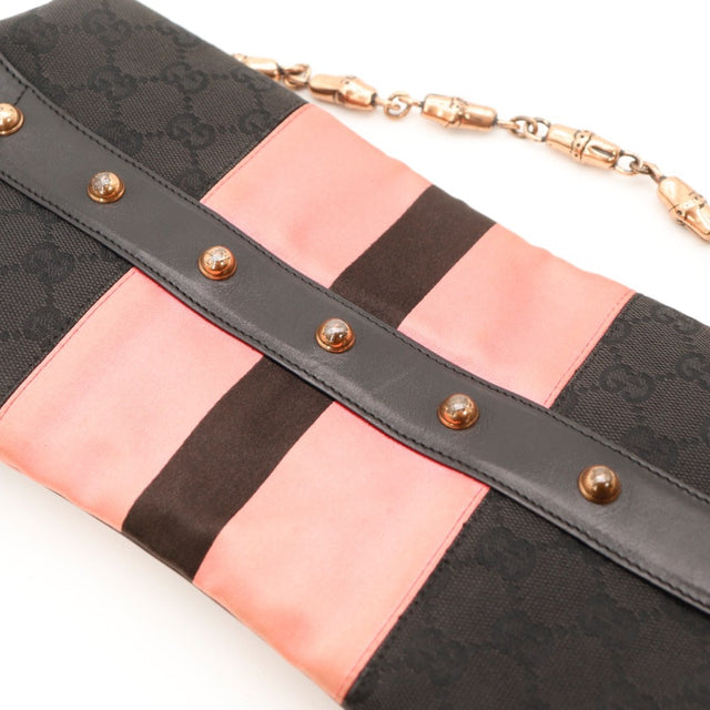 Vue de l'intérieur Gucci Pochette Horsebit toile monogrammée noire occasion authentique — AMANA Vintage
