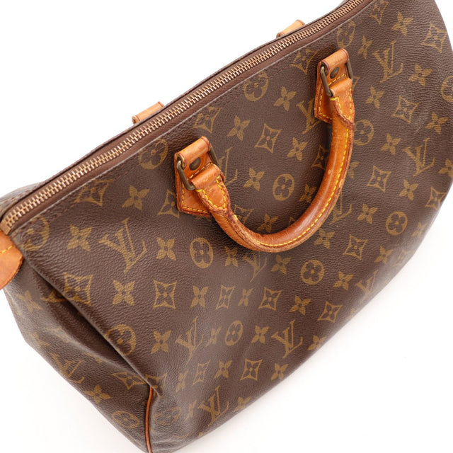 Détail anses cuir vachette Louis Vuitton Speedy 30 attaches usure — AMANA Vintage
