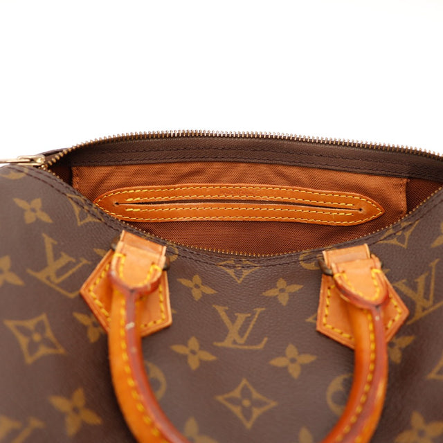 Intérieur Louis Vuitton Speedy 30 doublure textile marron propre poche plate — AMANA Vintage