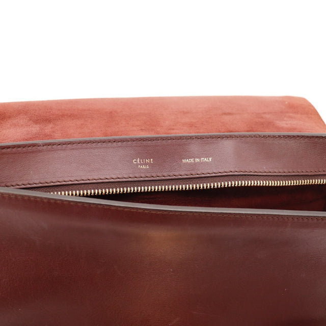 Vue d'ensemble Céline Trapèze cuir bordeaux et beige occasion authentique — AMANA Vintage
