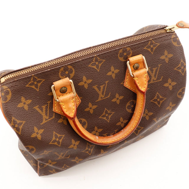 Louis Vuitton Speedy 25 vue de dessus anses vachette caramel — AMANA Vintage