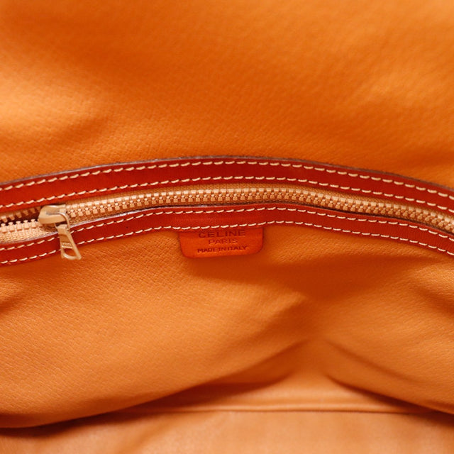 Interieur sac seau Celine Macadam doublure cuir cognac poche zippee — AMANA Vintage