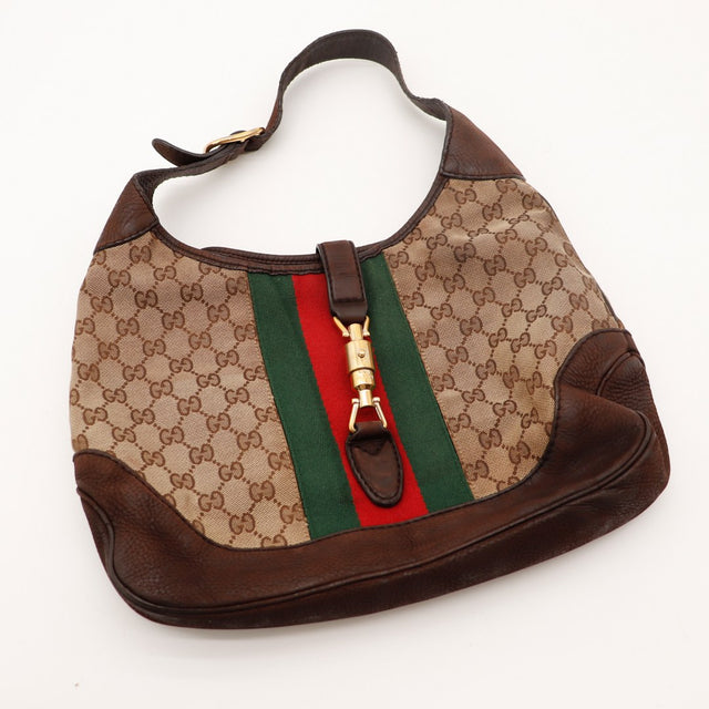Vue plongeante du sac Gucci New Jackie hobo demi-lune — AMANA Vintage
