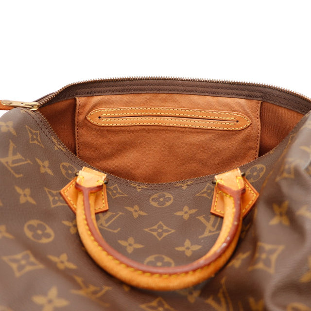 Intérieur Louis Vuitton Speedy 30 doublure textile marron poche zippée — AMANA Vintage