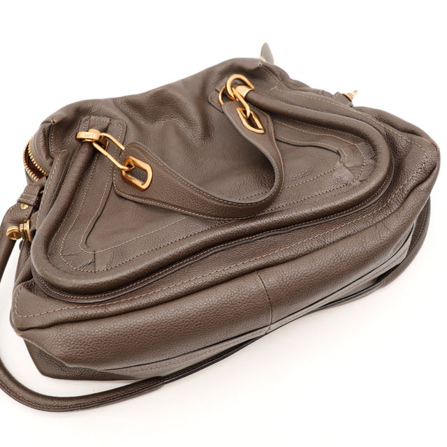 Vue de dessus du sac Chloé Paraty cuir grainé marron — AMANA Vintage