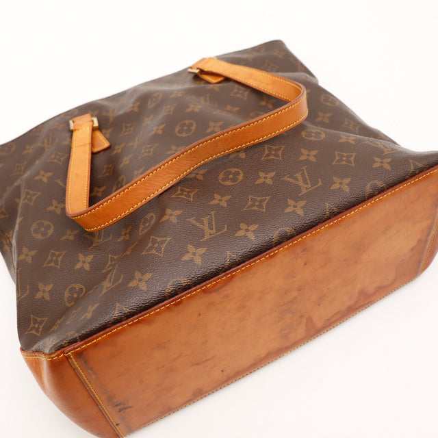 Detail base et anses cuir vachette Louis Vuitton Cabas Mezzo — AMANA Vintage