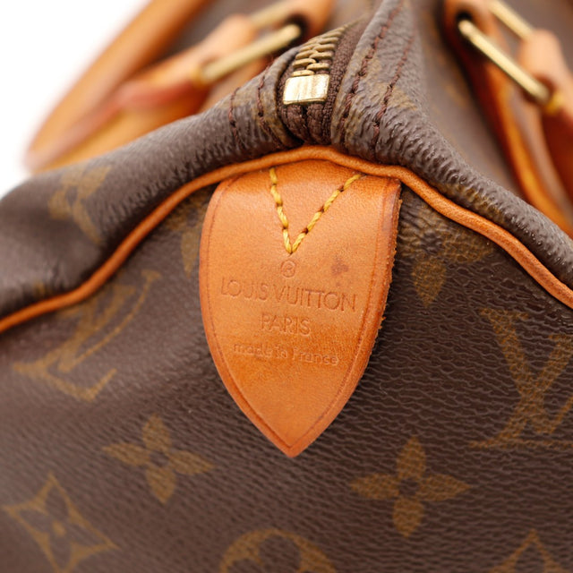 Détail zip curseur doré Louis Vuitton Speedy 30 toile Monogramme — AMANA Vintage