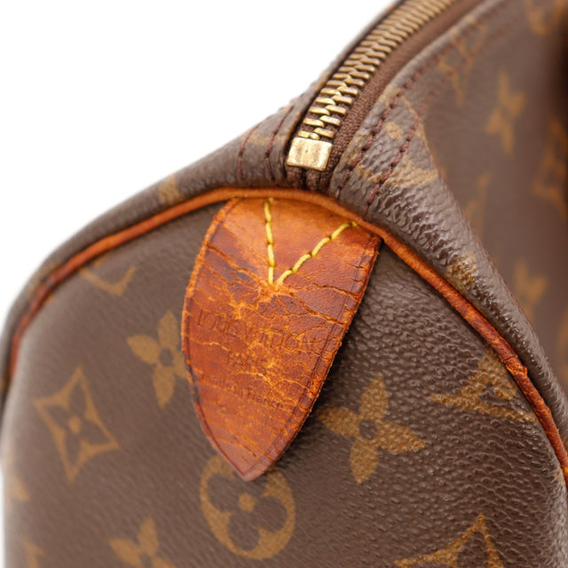 Détail haut du sac Louis Vuitton Speedy 35 fermeture zip curseur doré — AMANA Vintage