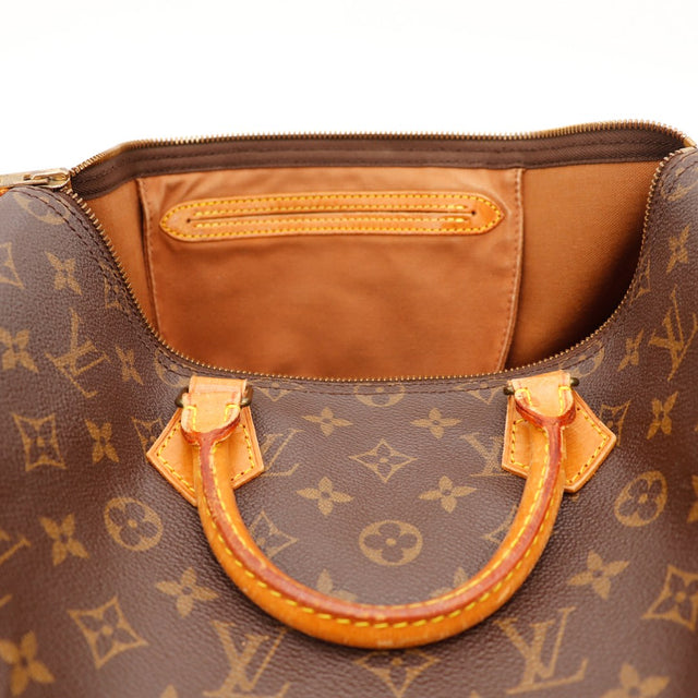 Intérieur Louis Vuitton Speedy 40 doublure camel et poche zippée — AMANA Vintage