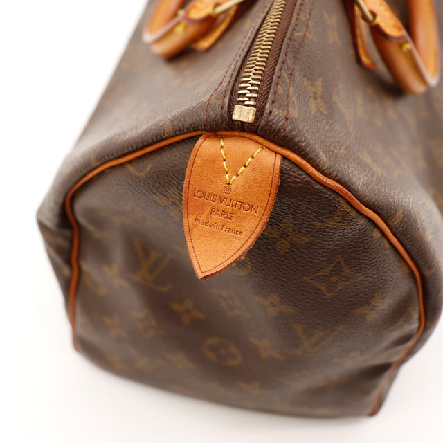 Détail plaque Louis Vuitton Paris made in France Speedy 35 — AMANA Vintage