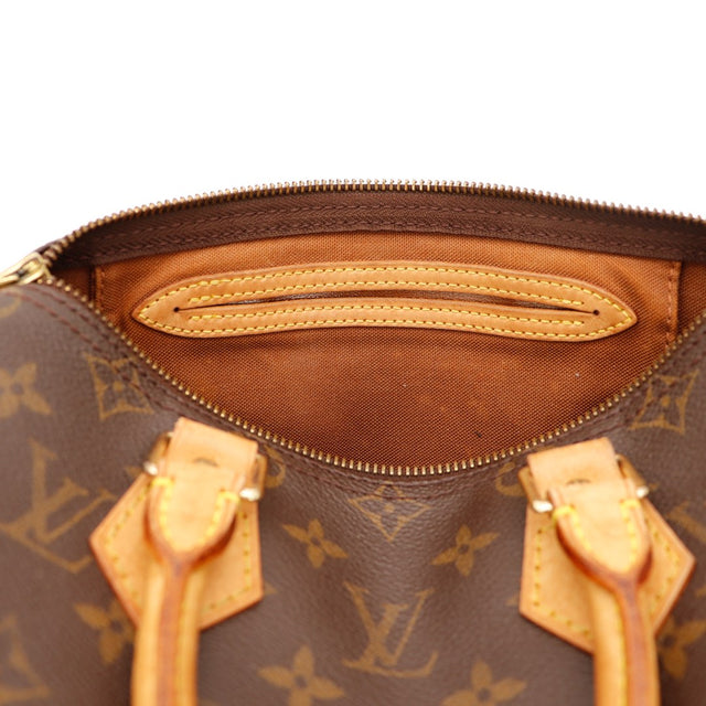 Intérieur Louis Vuitton Speedy 30 doublure toile marron et poche cuir — AMANA Vintage