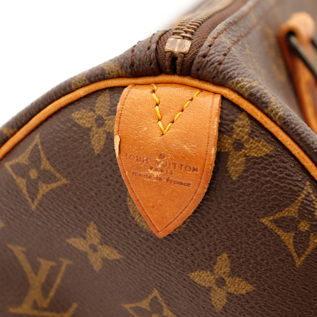 Détail tab vachette Louis Vuitton Speedy 30 marquage Paris made in France — AMANA Vintage