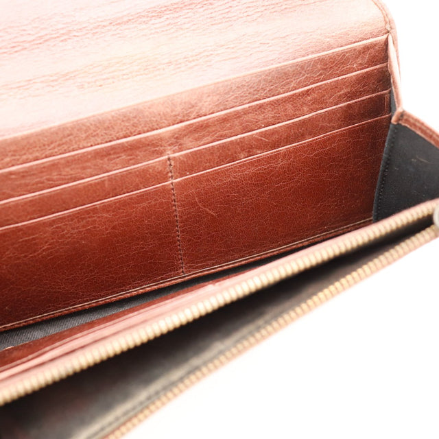 Detail porte-cartes interieur cuir Balenciaga Money marron — AMANA Vintage