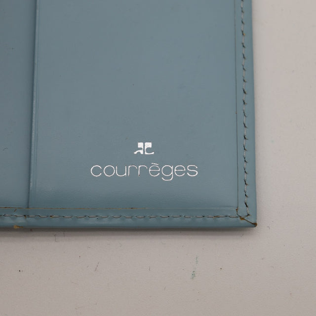 Intérieur portefeuille Courrèges signature Courrèges cuir bleu — AMANA Vintage