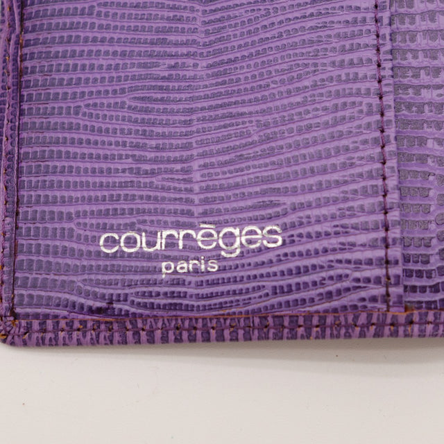 Vue de profil portefeuille Courrèges violet cuir grainé — AMANA Vintage