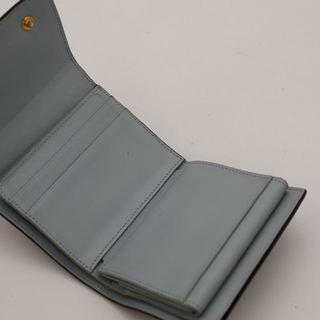 Détail intérieur ouvert portefeuille Céline Paris gris-bleu — AMANA Vintage