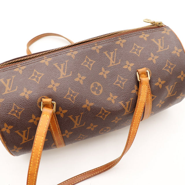 Détail zip et anse Louis Vuitton Papillon 30 patine caramel — AMANA Vintage