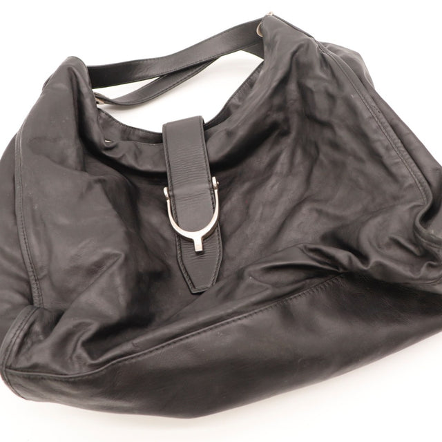 Coins inférieurs Gucci Stirrup Hobo cuir noir occasion authentique — AMANA Vintage