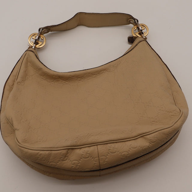 Vue de dos Gucci Twins Hobo cuir Guccissima beige occasion — AMANA Vintage