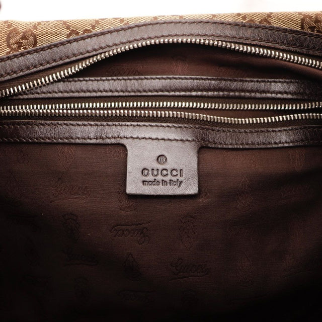 Vue de dessous Gucci Twins Hobo toile monogrammée beige — AMANA Vintage