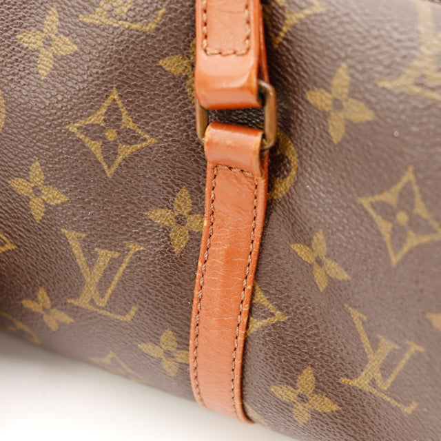 Detail languette fixation anse Louis Vuitton Papillon 30 cuir vachette occasion — AMANA Vintage
