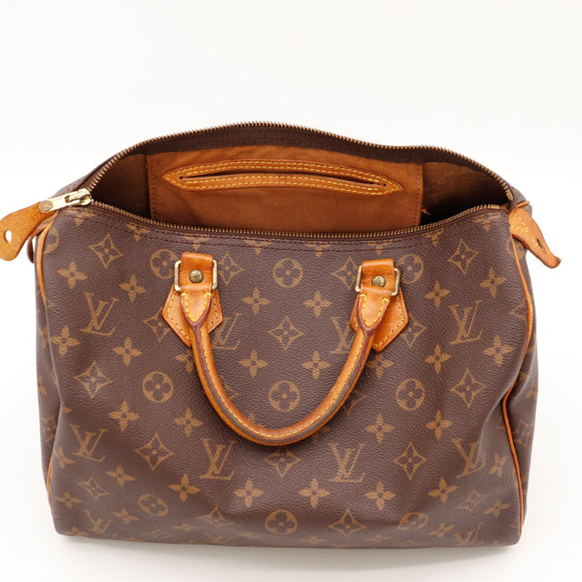 Intérieur Louis Vuitton Speedy 30 doublure textile marron occasion — AMANA Vintage