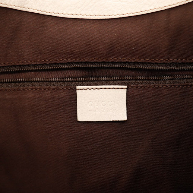 Interieur doublure textile sombre Gucci Hobo Web avec etiquette cuir ivoire — AMANA Vintage