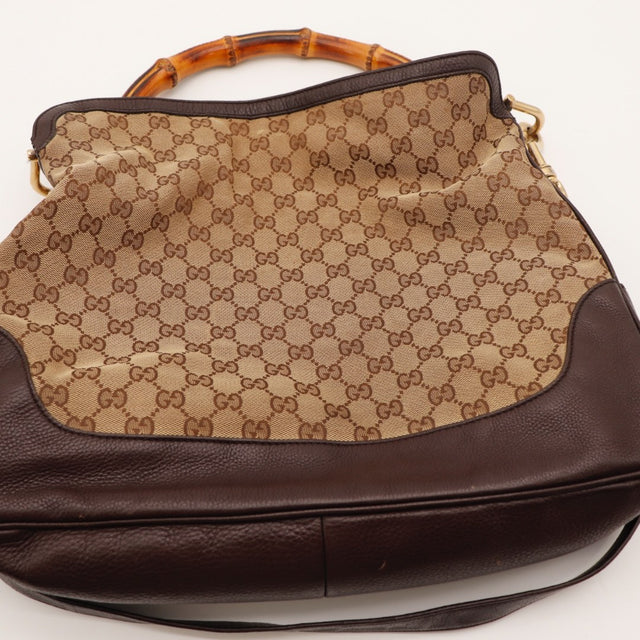 Détail coins et bordures cuir Gucci Bambou Diana occasion authentique — AMANA Vintage