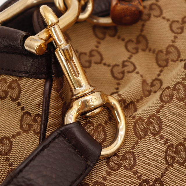 Vue du fond cuir marron Gucci Bambou Diana occasion authentique — AMANA Vintage