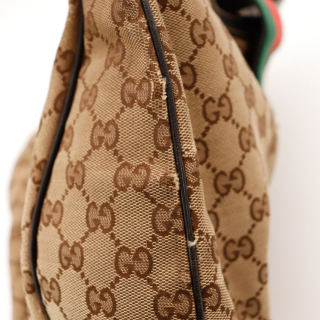 Vue de dessus Gucci Hobo Web canvas GG ouverture bande Web — AMANA Vintage