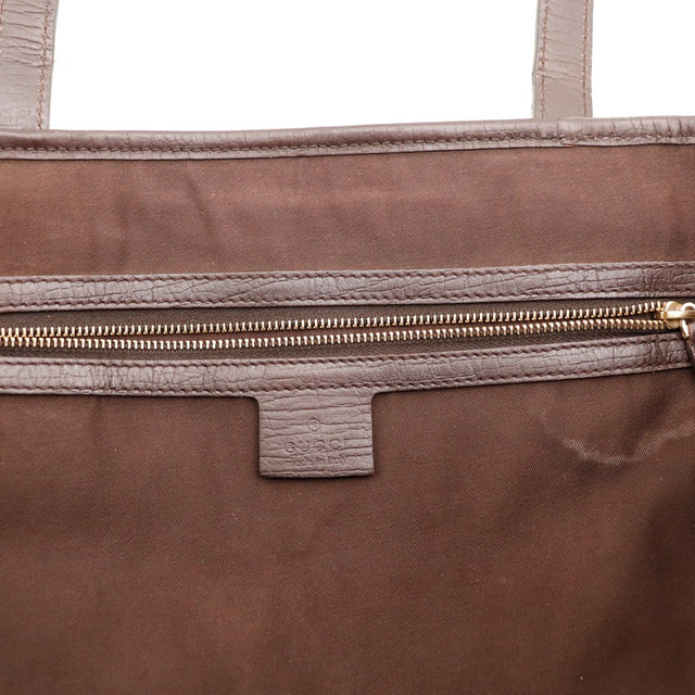 Interieur doublure Tote Bag Bamboo Gucci poche zippee cuir marron — AMANA Vintage