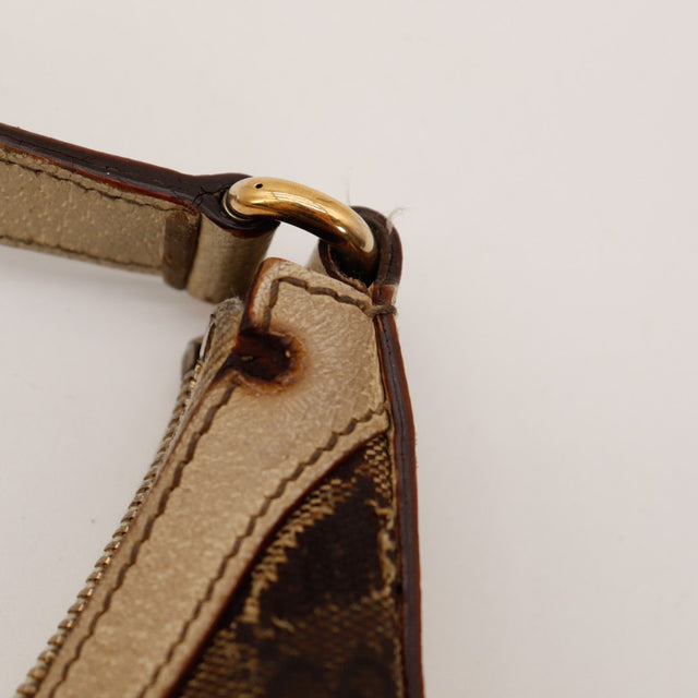 Detail coin inferieur usure cuir beige Gucci Hobo canvas occasion — AMANA Vintage