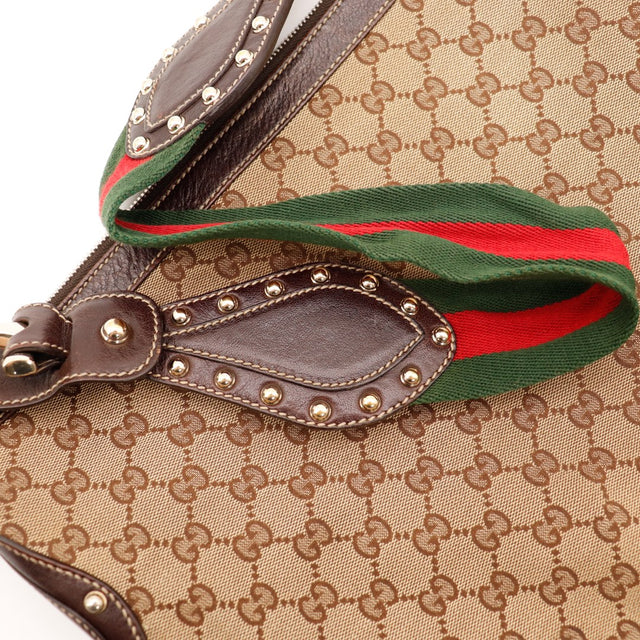 Detail fixation bandouliere Gucci Hobo Web canvas GG et ruban Web occasion — AMANA Vintage