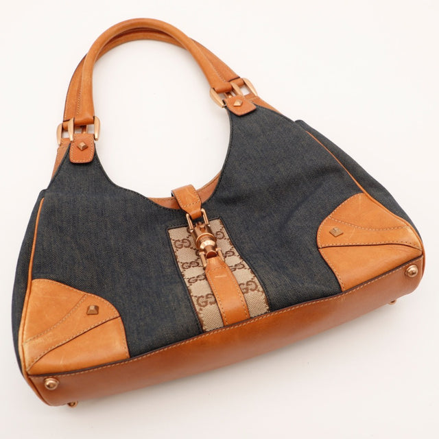 Intérieur toile beige Gucci Jackie denim occasion authentique — AMANA Vintage