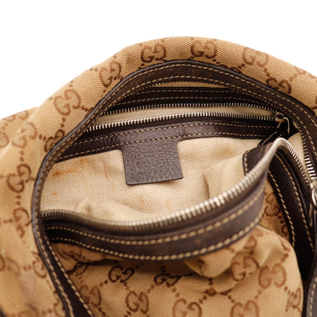 Intérieur sac Gucci Hobo doublure toile beige avec traces de contact — AMANA Vintage