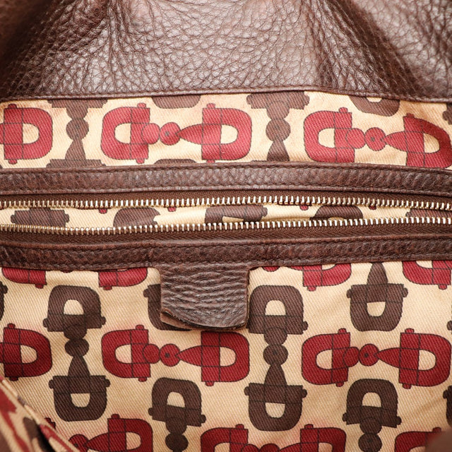 Intérieur Gucci Hobo Bamboo doublure tissu motif mors occasion — AMANA Vintage