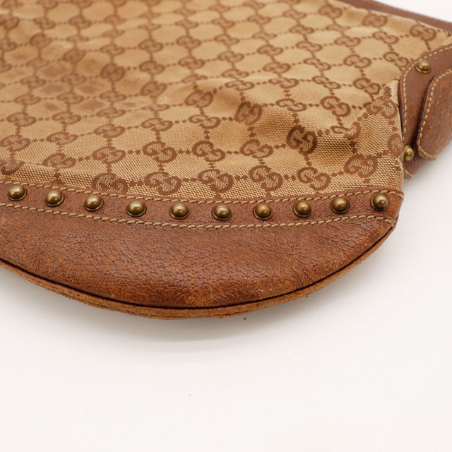 Detail coin bas Gucci Hobo Web usure cuir marron — AMANA Vintage