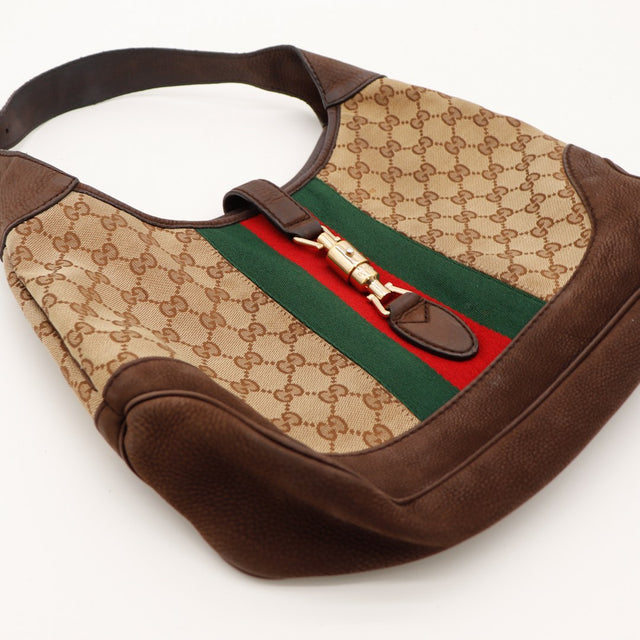 Sac Gucci New Jackie Web vue de dessus ouvert toile monogrammée — AMANA Vintage