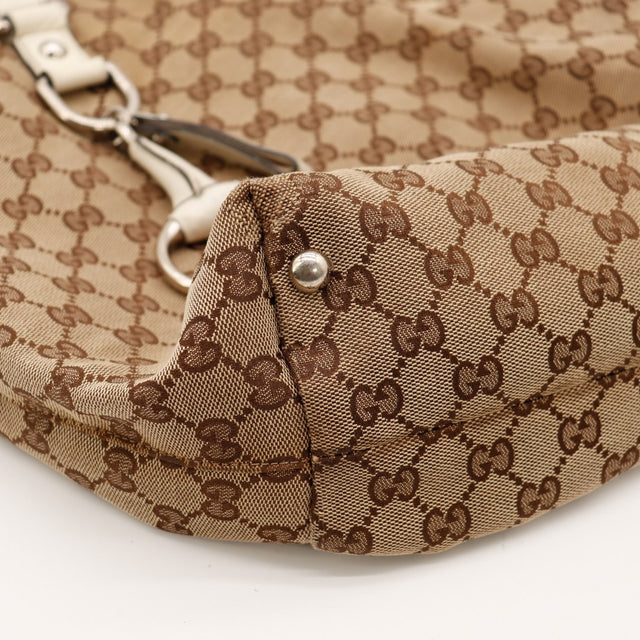 Detail coin inferieur Tote Horsebit Gucci toile GG Canvas — AMANA Vintage