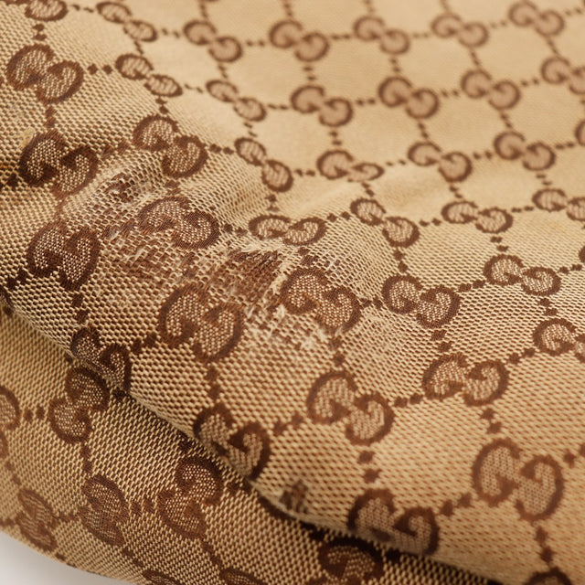 Détail macro toile GG Canvas Gucci Hobo Web occasion authentique — AMANA Vintage