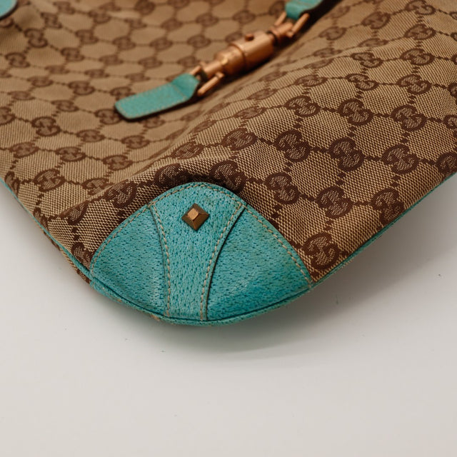 Deuxième détail coin inférieur Gucci New Jackie cuir turquoise — AMANA Vintage