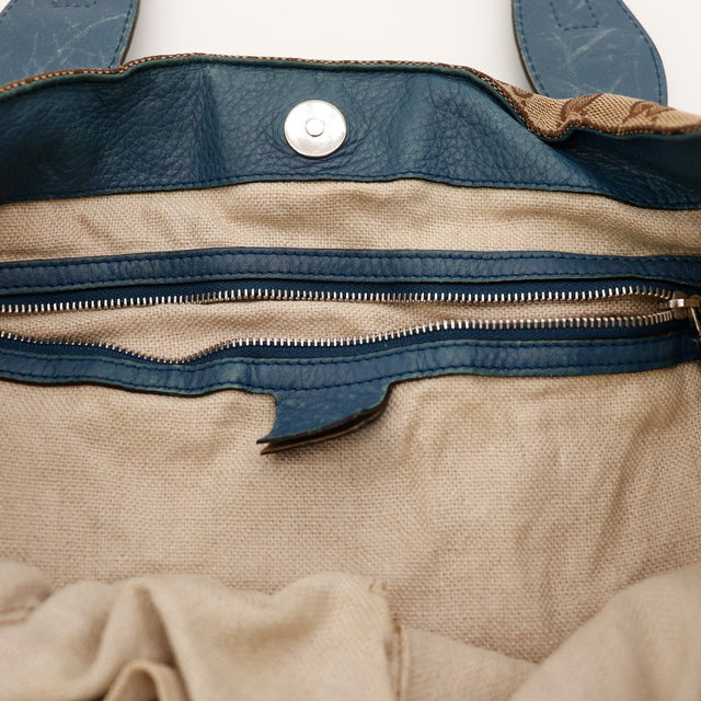 Interieur Tote Horsebit Gucci doublure beige zip bleu — AMANA Vintage