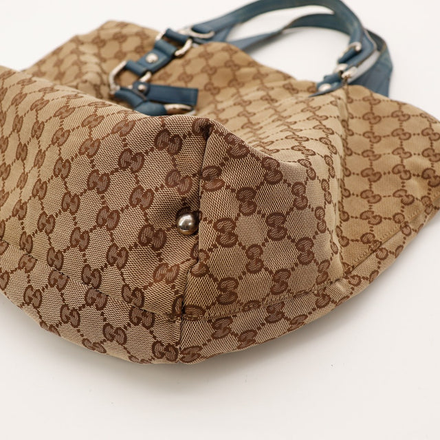 Detail coin inferieur Tote Horsebit Gucci GG Canvas — AMANA Vintage
