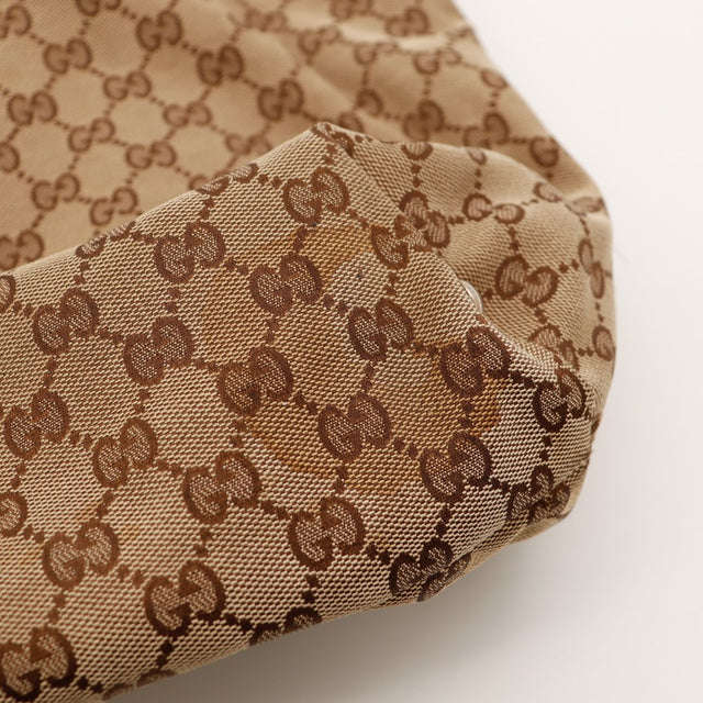 Detail coin canvas GG Gucci Tote Horsebit occasion — AMANA Vintage