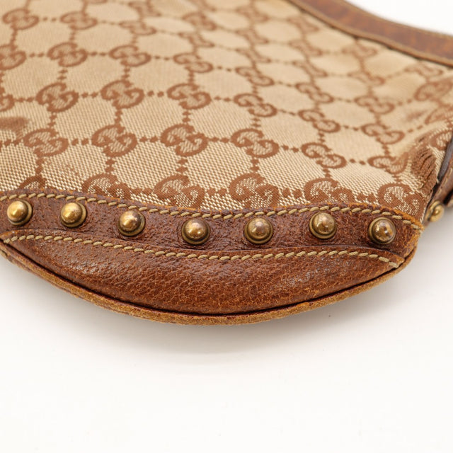 Détail usure cuir bas gauche sac Gucci Hobo Web et clous — AMANA Vintage
